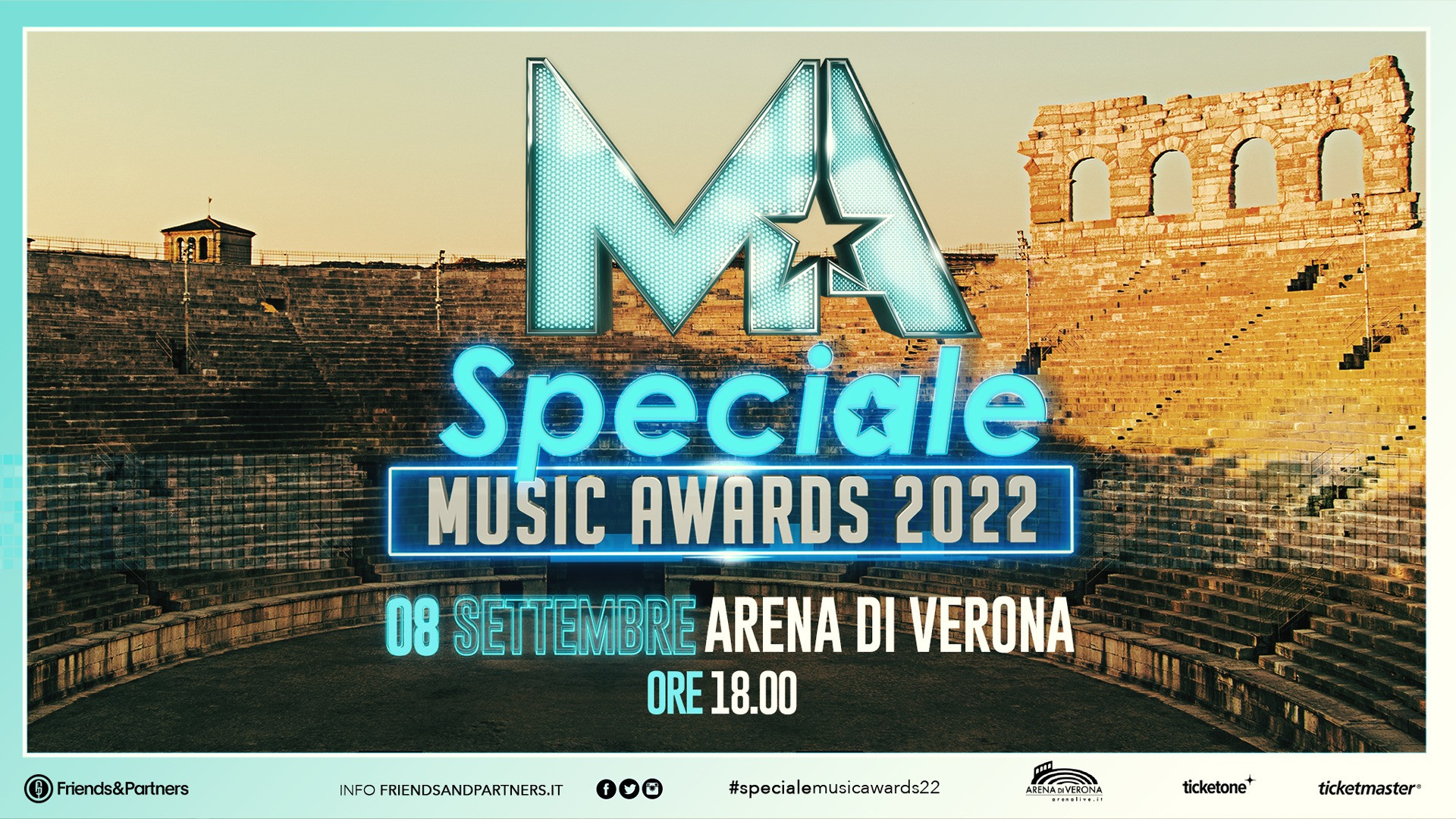 SPECIALE MUSIC AWARDS 2022 8 SETTEMBRE ALLE ORE 1800 ALL’ARENA DI