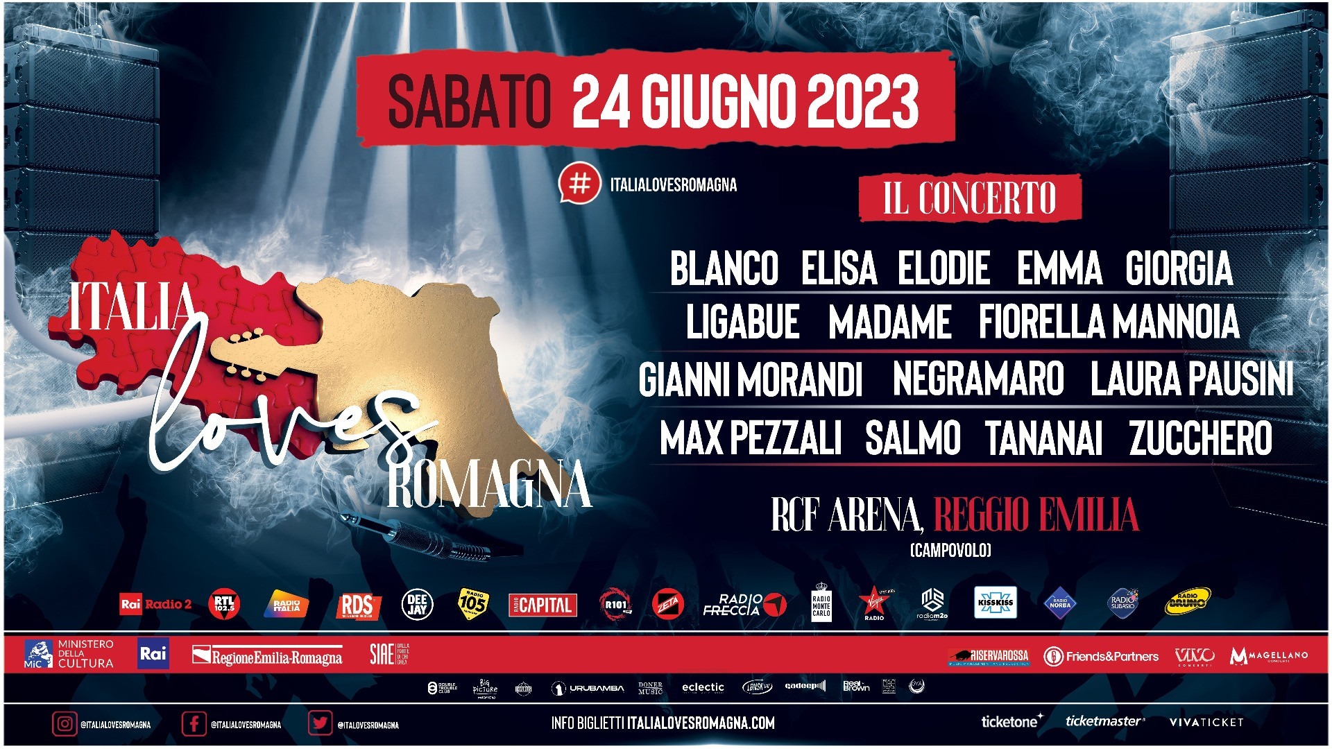 foto ITALIA LOVES ROMAGNA | 24 GIUGNO 2023 RCF ARENA di REGGIO EMILIA, IL CONCERTO “ITALIA LOVES ROMAGNA”