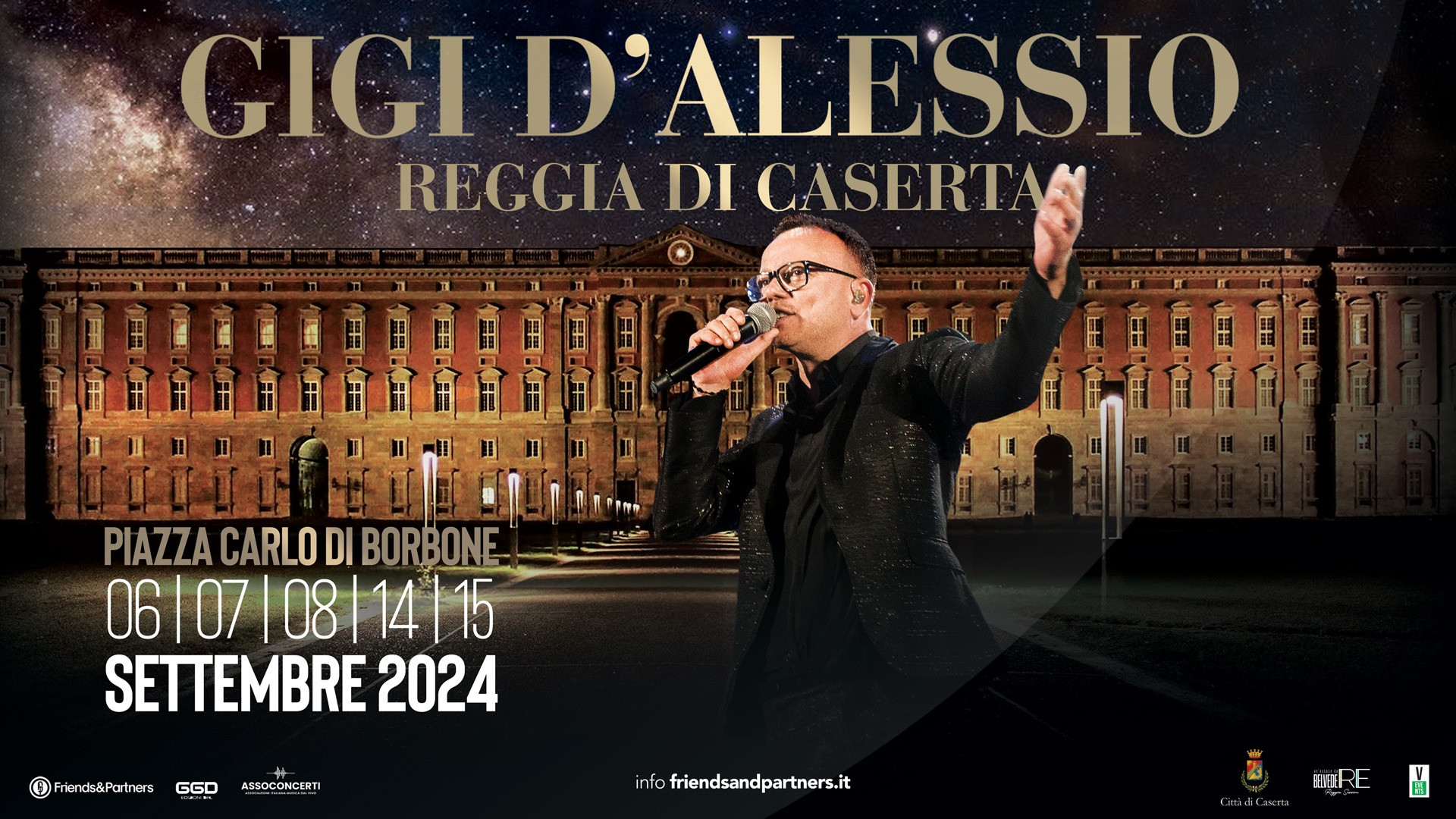 foto GIGI D'ALESSIO | ANNUNCIA 5 NUOVI LIVE ALLA REGGIA DI CASERTA
