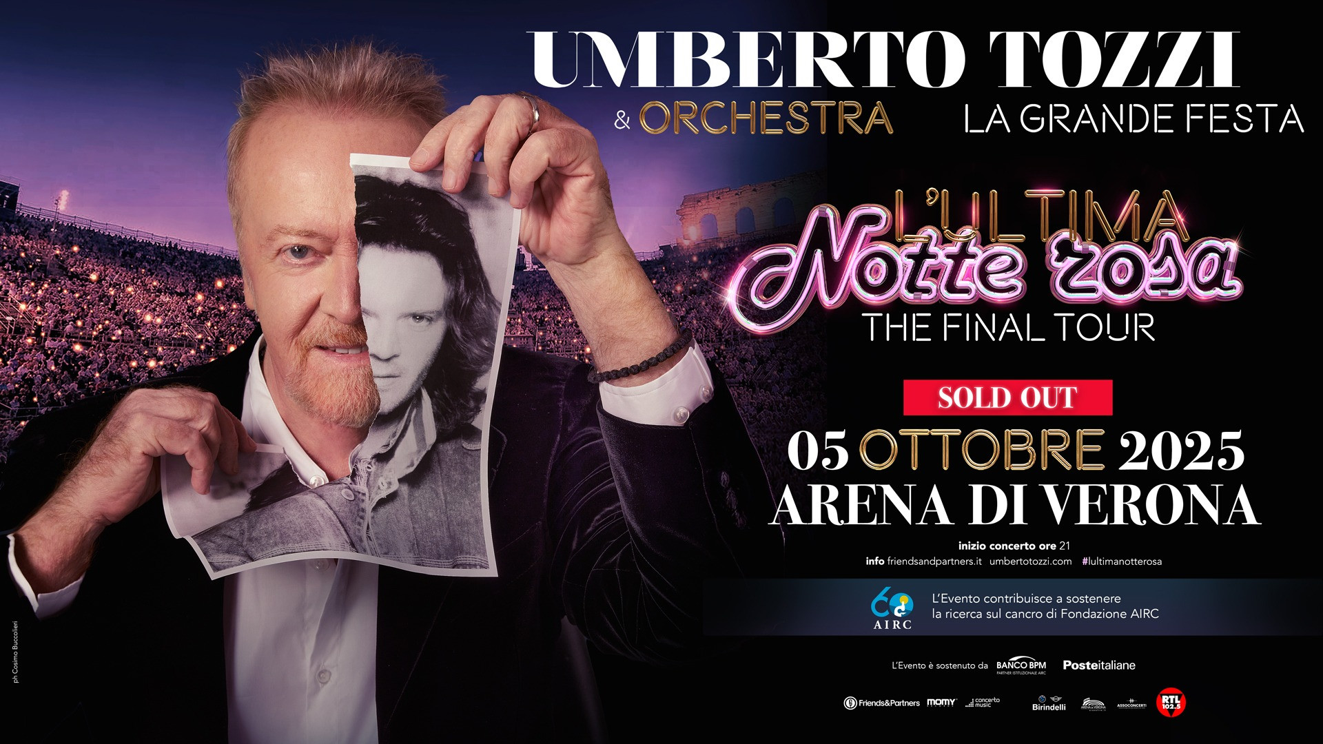 foto U. TOZZI | SOLD OUT IL 5 OTTOBRE ALL’ARENA DI VERONA - L’ULTIMA NOTTE ROSA THE FINAL TOUR