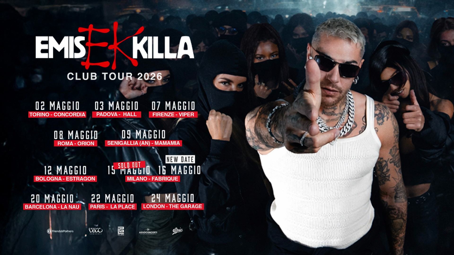 foto EMIS KILLA | ANNUNCIA IL SOLD OUT E RADDOPPIA LA TAPPA MILANESE DEL SUO 'CLUB TOUR 2026'