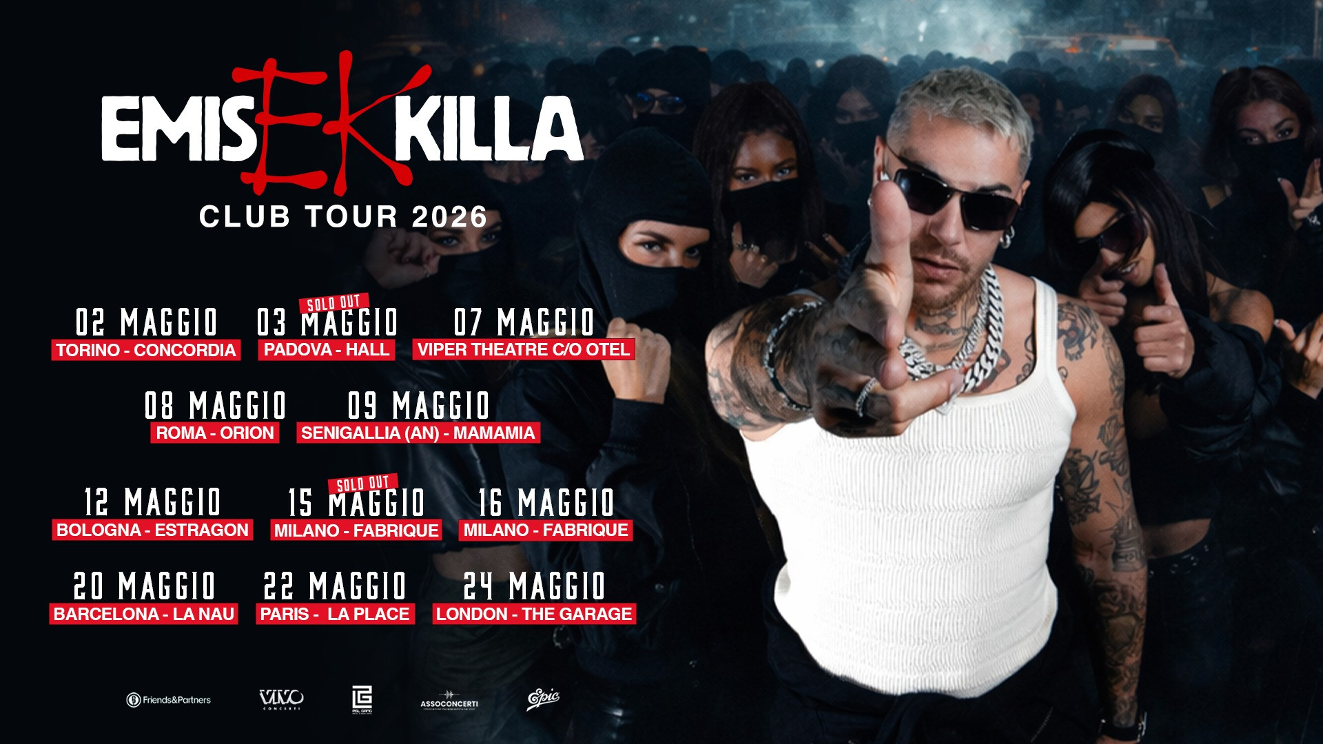 foto EMIS KILLA | LA DATA DI PADOVA DEL CLUB TOUR IN PARTENZA SABATO E' SOLD OUT