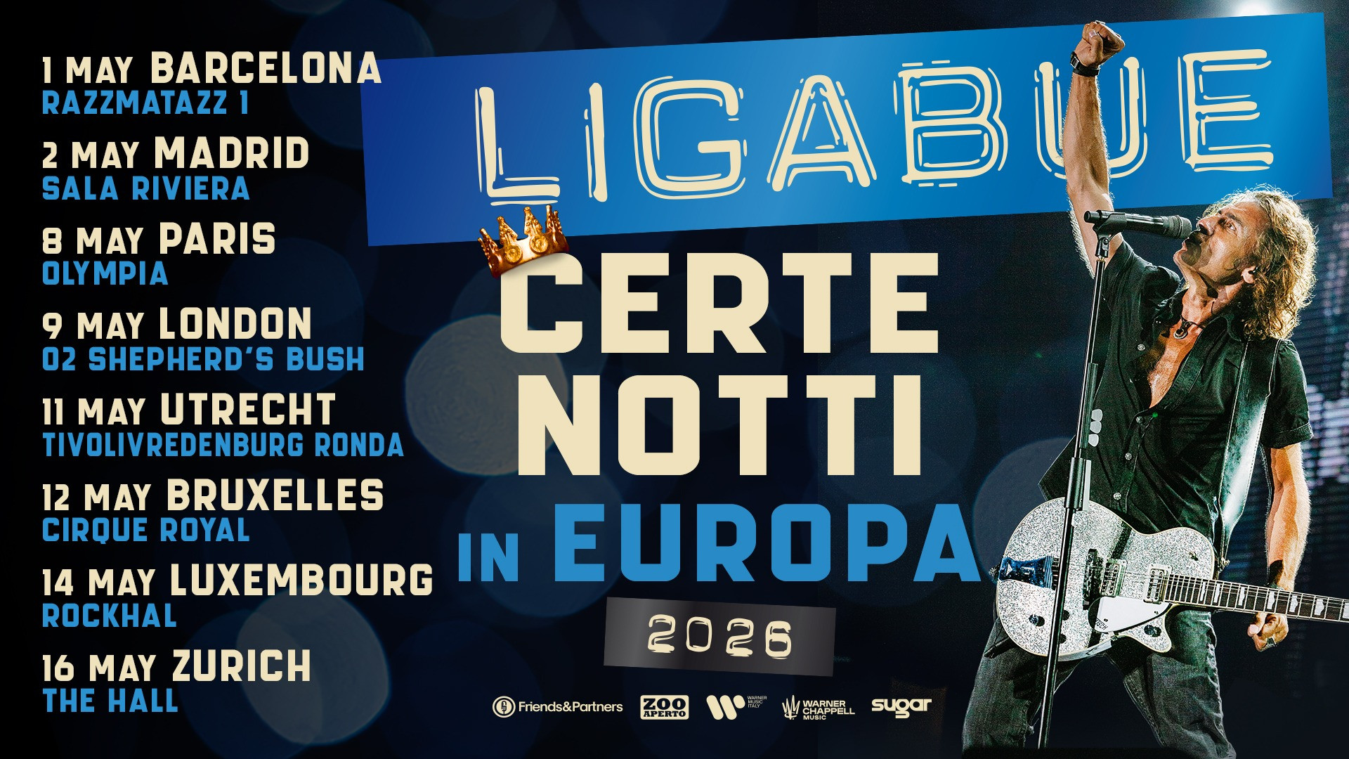 foto LIGABUE | AL VIA DOMANI DA BARCELLONA IL TOUR EUROPEO CERTE NOTTI IN EUROPA
