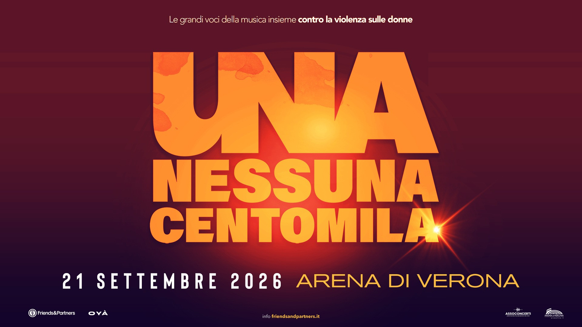 foto UNA NESSUNA CENTOMILA TORNA CON UN NUOVO APPUNTAMENTO ALL'ARENA DI VERONA IL 21 SETTEMBRE 2026
