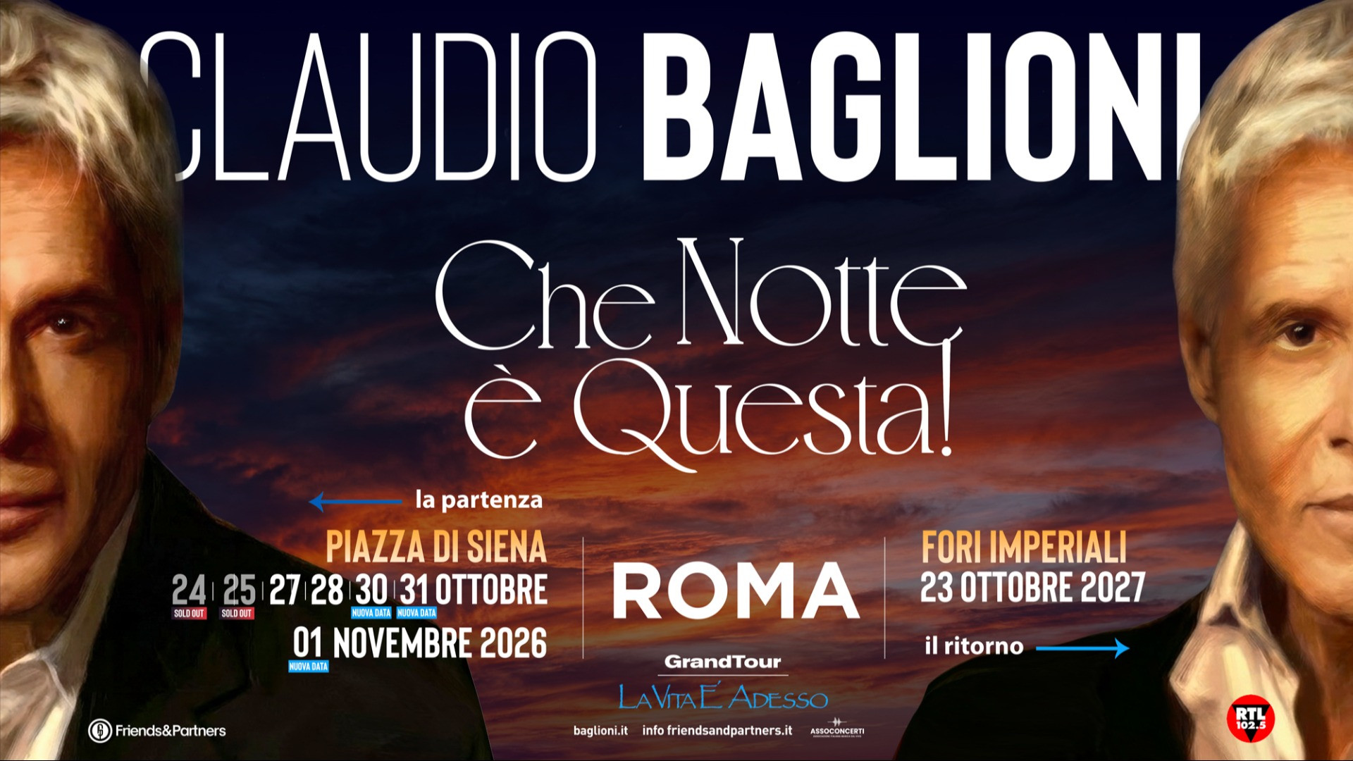 foto BAGLIONI | CHE NOTTE È QUESTA! - la partenza AGGIUNGE ALTRI TRE APPUNTAMENTI A ROMA