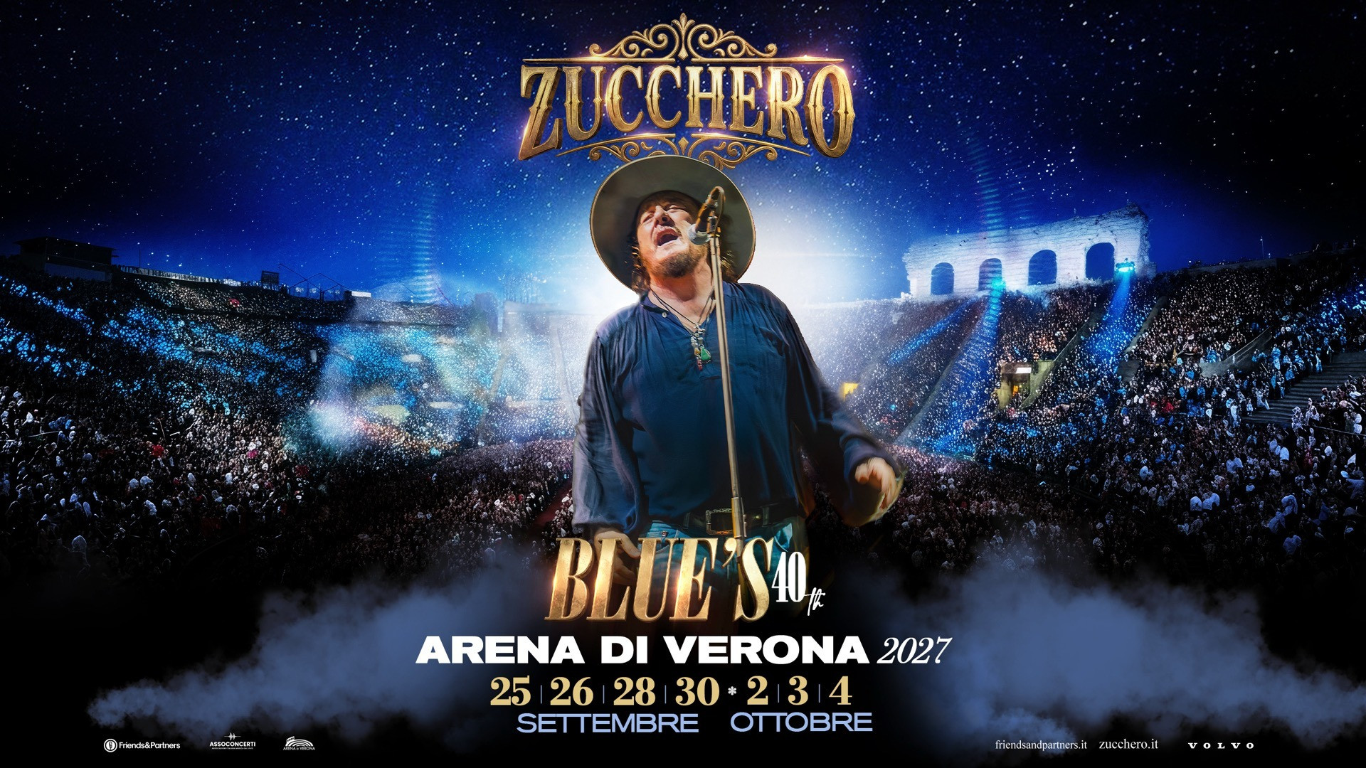 foto ZUCCHERO ANNUNCIA BLUE'S 40TH CON 7 DATE ALL'ARENA DI VERONA NEL 2027